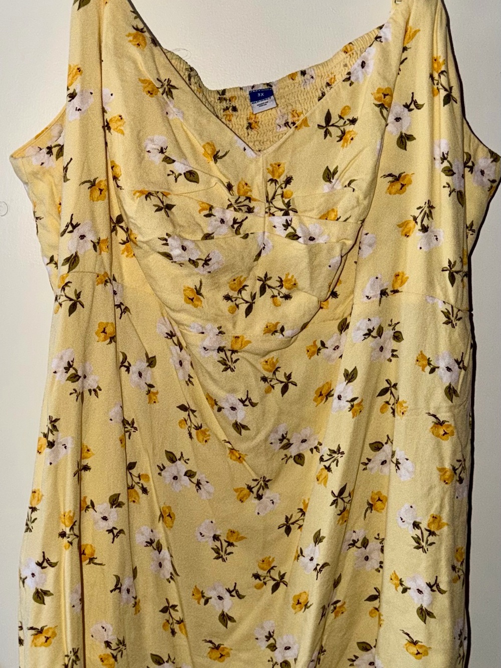 Old Navy Yellow Floral Smocked Bodice Slip Dress